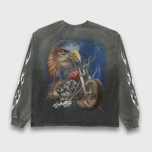Vintage Eagle Long Sleeve - Faded Black