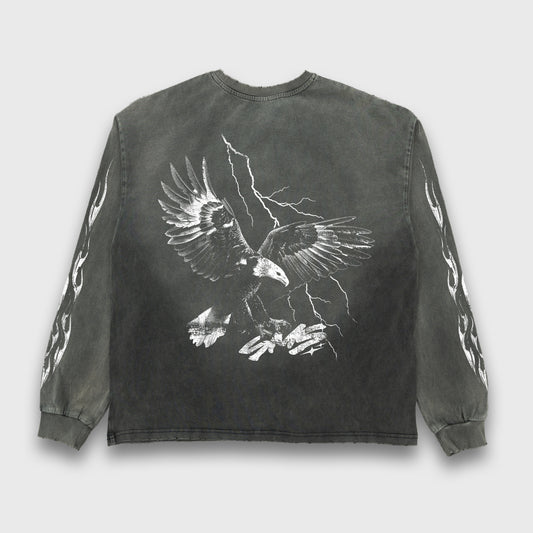Lightning Eagle Long Sleeve - Faded Black