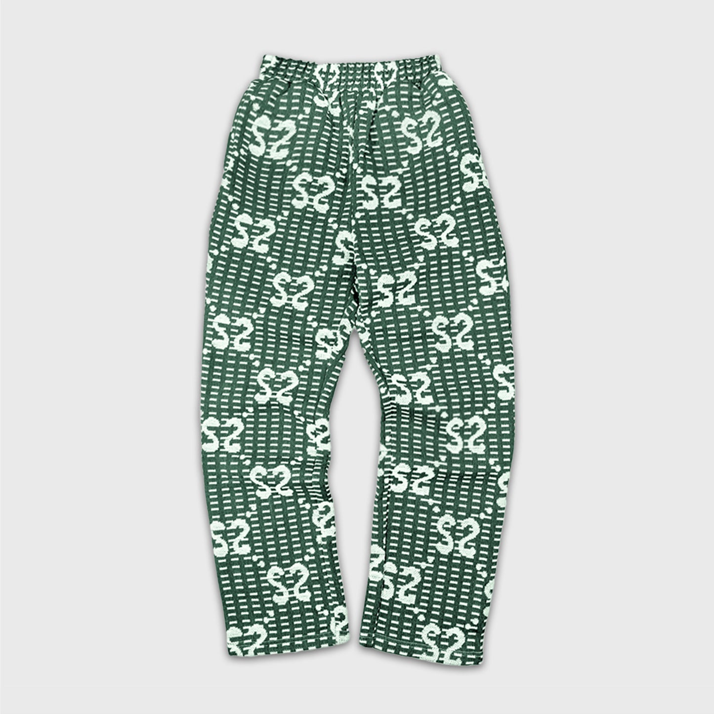 SS Monogram Tapestry DRAPE PANTS - GREEN