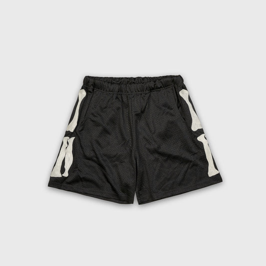 Bone Stitched Mesh Shorts - BLACK