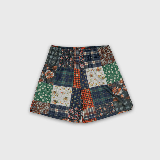 Patchwork Mesh Shorts - FLANNEL