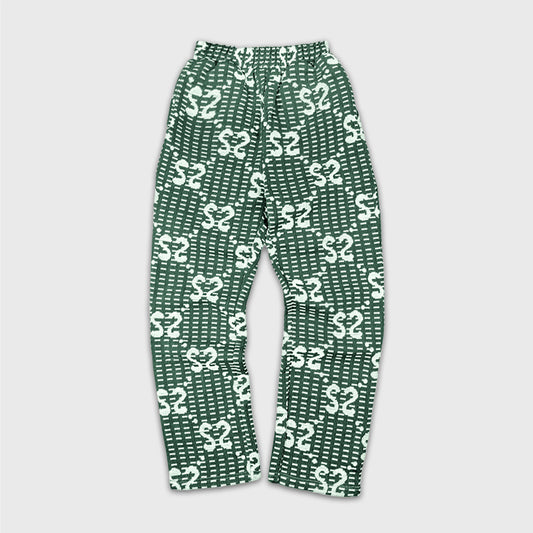 SS Monogram Tapestry DRAPE PANTS - GREEN