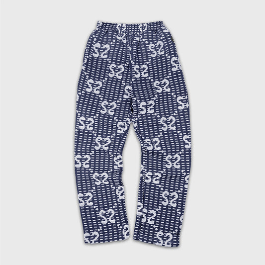 SS Monogram Tapestry DRAPE PANTS - BLUE